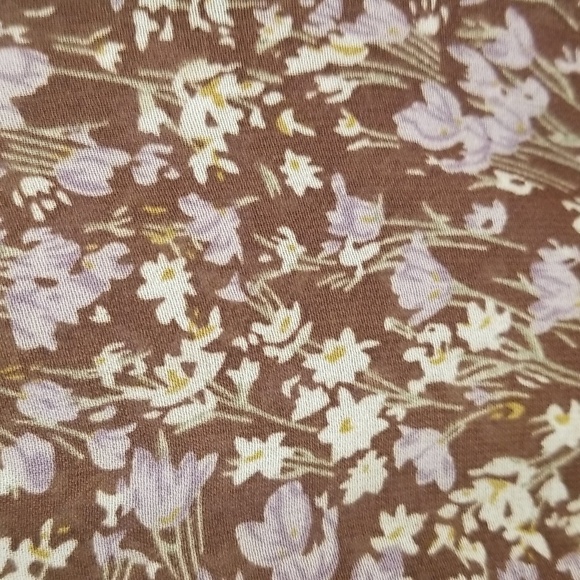 💕ASTR💕 Mock Neck Smocked Waist Maxi Dress ~ Brown & Purple Ditsy Floral M NWT - Picture 11 of 14